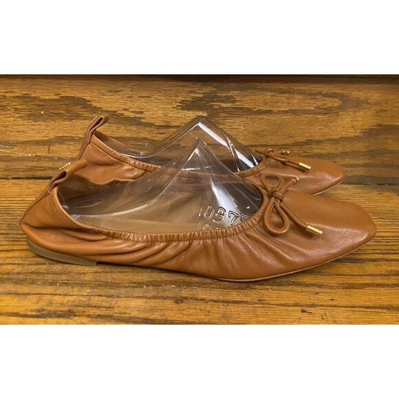 Tory Burch Women's Rust Brown Bow Ballet Flats Square Toe Ruched Shoes 10.5 - Picture 4 of 12